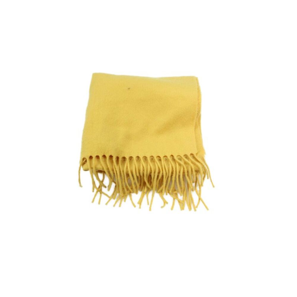 Loro Piana Unisex Adults Cashmere Fringe Wrap Scarf Yellow Size 36" x 17"